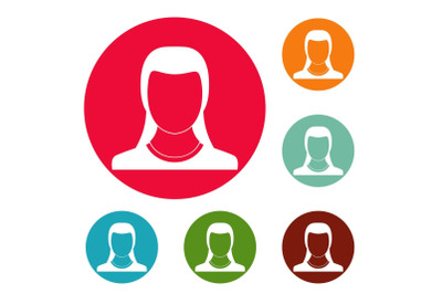 Best woman user icons circle set vector