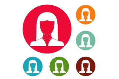 Woman avatar icons circle set vector