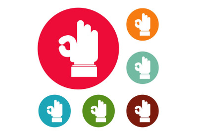 Hand everything good icons circle set vector