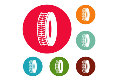 Protector icons circle set vector