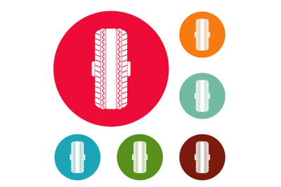 Rubber tyre icons circle set vector