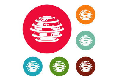 World icons circle set vector