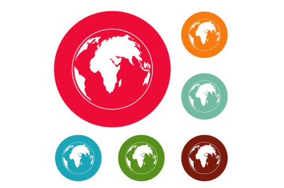 Round planet icons circle set vector