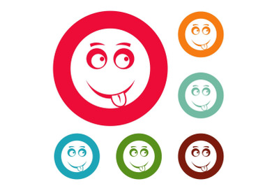 Smile icons circle set vector