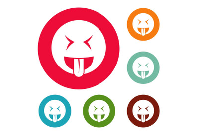 Smile icons circle set vector