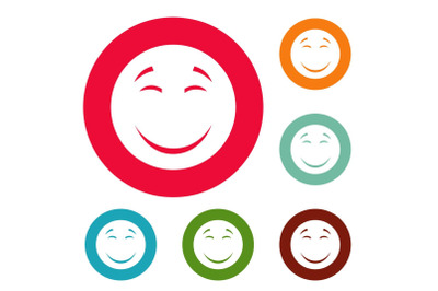 Smile icons circle set vector