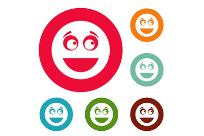 Smile icons circle set vector