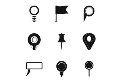 Placement icons set, simple style
