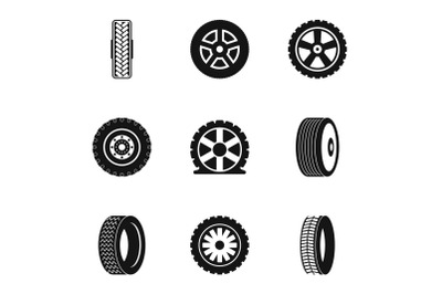 Roller icons set, simple style