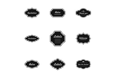 Welcome card icons set, simple style