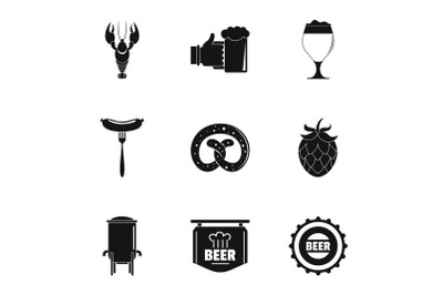 Supper icons set, simple style