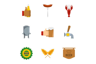 Have a snack icons set, flat style