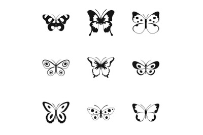 Bat icons set, simple style