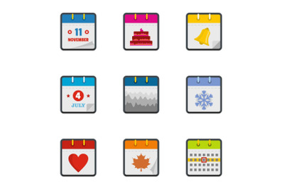 Compilation icons set, flat style