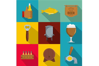 Foodie icons set, flat style