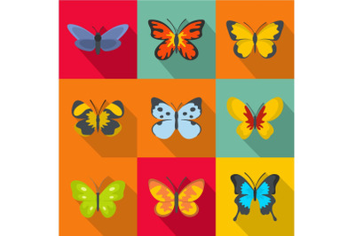 Beauty bowtie icons set, flat style
