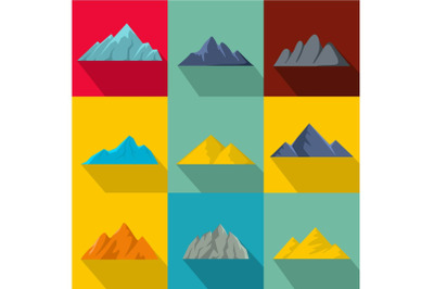 Height icons set, flat style