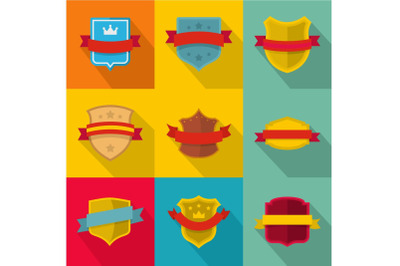 Heraldic board icons set, flat style