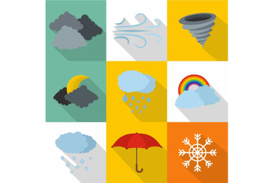 Atmospheric icons set, flat style