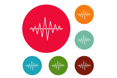 Equalizer voice radio icons circle set vector