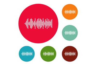 Equalizer wavy radio icons circle set vector