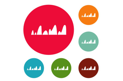 Equalizer tune radio icons circle set vector