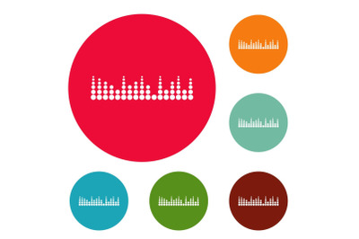 Equalizer musical radio icons circle set vector