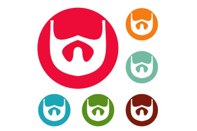 Growth of beard icons circle set vector