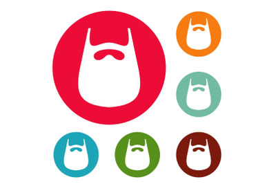 Smooth beard icons circle set vector