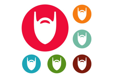 Fashion beard icons circle set vector