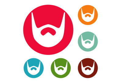 Neat beard icons circle set vector