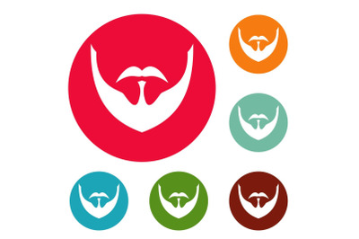 Person beard icons circle set vector