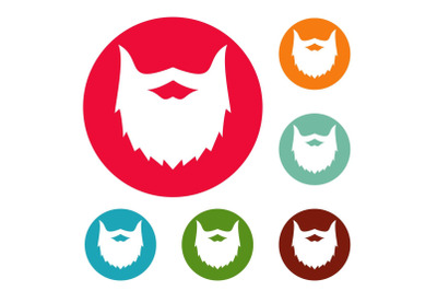 Villainous beard icons circle set vector