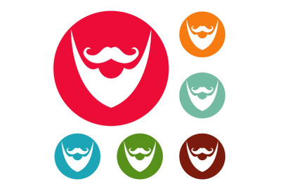 Pointing beard icons circle set vector