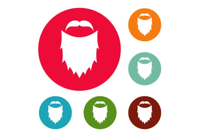 Mask beard icons circle set vector