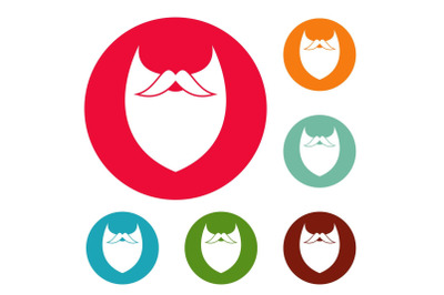 Dense beard icons circle set vector