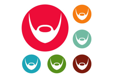 Oval beard icons circle set vector