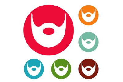 Hipster beard icons circle set vector