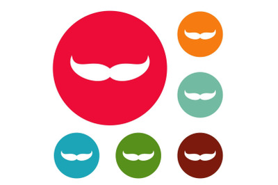 Pointing mustache icons circle set vector