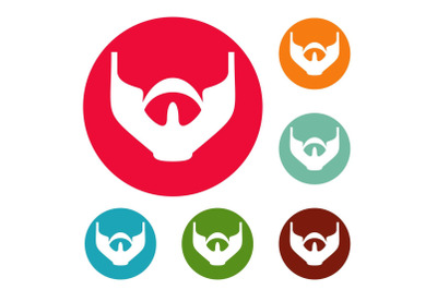 Much beard icons circle set vector