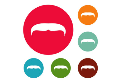 Villainous mustache icons circle set vector