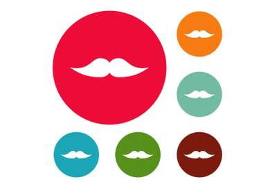 Movie whiskers icons circle set vector