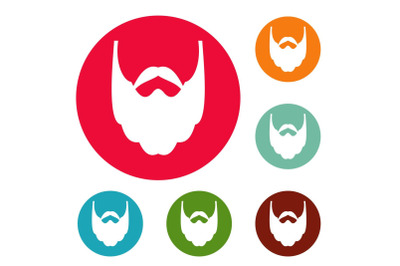 Long beard icons circle set vector
