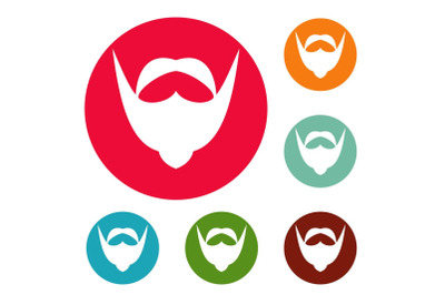 Big mustache and beard icons circle set vector