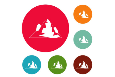 Iceberg icons circle set vector