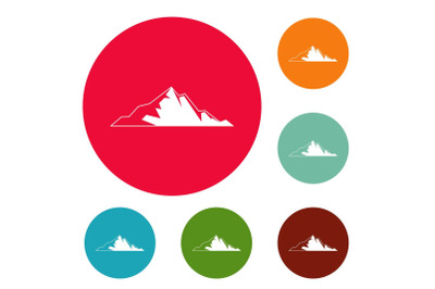 Nice mountain icons circle set vector