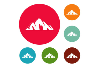 Beautiful mountain icons circle set vector