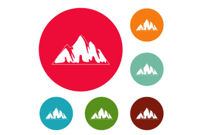 Alp icons circle set vector