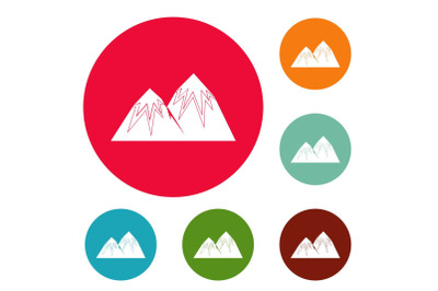 Snow peak icons circle set vector