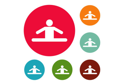 Stick figure stickman icons circle set vector